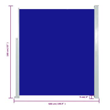 Retractable Side Awning 160 x 500 cm Blue