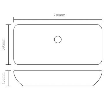 Ceramic Bathroom Sink Basin Black Rectangular