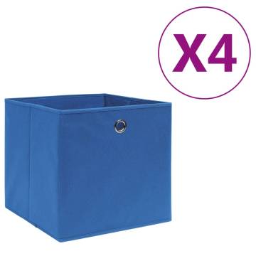 Storage Boxes 4 pcs Non-woven Fabric 28x28x28 cm Blue