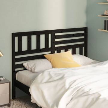 Bed Headboard Black 141x4x100 cm Solid Wood Pine