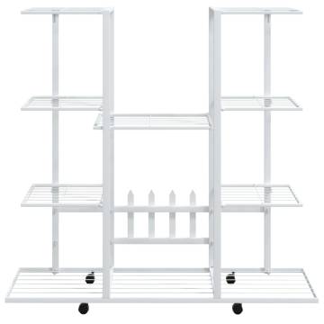 Flower Stand with Wheels 94.5x24.5x91.5 cm White Iron