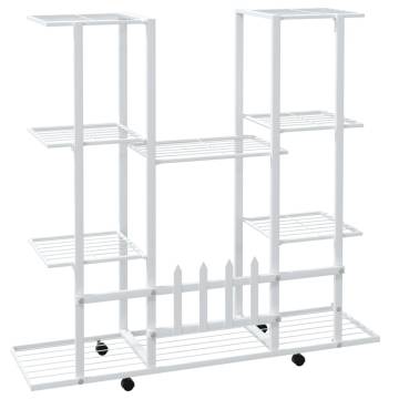 Flower Stand with Wheels 94.5x24.5x91.5 cm White Iron