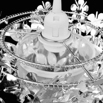 Leaves Paillette Pendant Chandelier Lamp 21,5 x 30 cm Silver