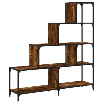 Bookcase 4-Stair Smoked Oak 139x33.5x149 cm Engineered Wood