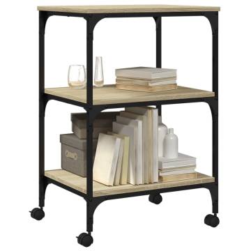 Printer Stand 3-Tier Sonoma Oak 50x41x75 cm Engineered Wood