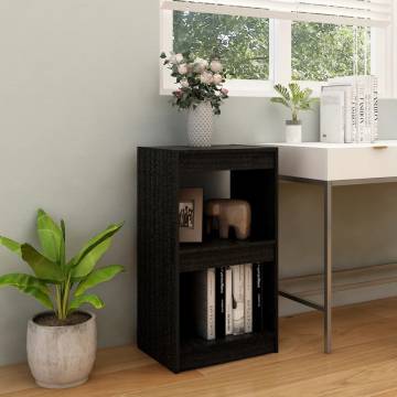 Book Cabinet Black 40x30x71.5 cm Solid Pinewood