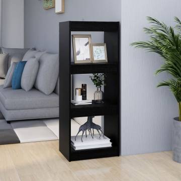 Book Cabinet/Room Divider Black 40x30x103.5 cm Solid Pinewood