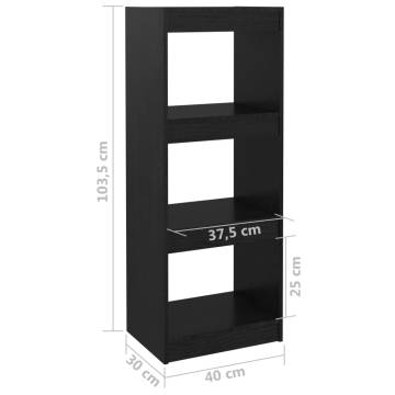 Book Cabinet/Room Divider Black 40x30x103.5 cm Solid Pinewood