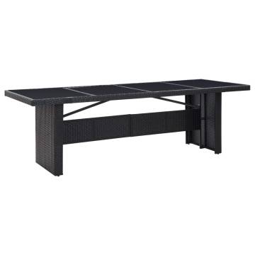 Garden Table Black 240x90x74 cm Poly Rattan and Glass