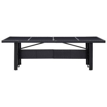 Garden Table Black 240x90x74 cm Poly Rattan and Glass