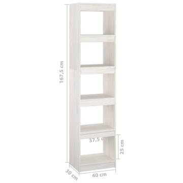 Book Cabinet/Room Divider White 40x30x167.5 cm Solid Pinewood