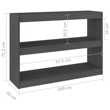 Book Cabinet Room Divider Grey 100x30x71.5 cm Pinewood