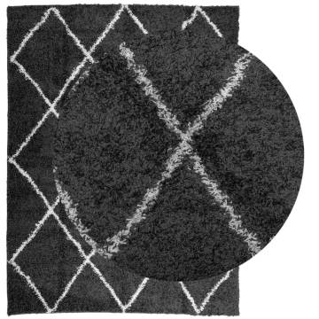 Shaggy Rug High Pile Modern Black and Cream 300x400 cm