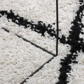 Shaggy Rug High Pile Modern Cream and Black Ø 100 cm