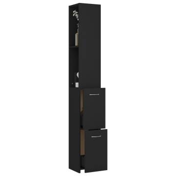 Bathroom Cabinet Black 25x26.5x170 cm Engineered Wood