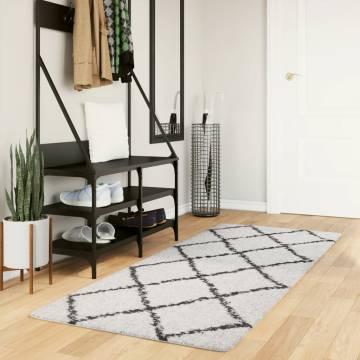 Shaggy Rug High Pile Modern Cream and Black 80x200 cm