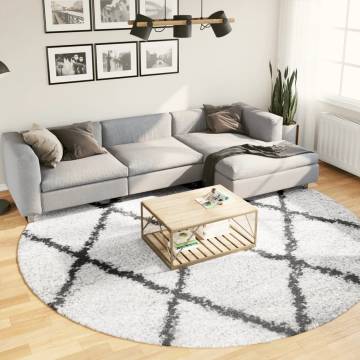 Shaggy Rug High Pile Modern Cream and Black Ø 280 cm