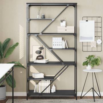 Bookshelf Black 91x36x176 cm Engineered Wood and Steel