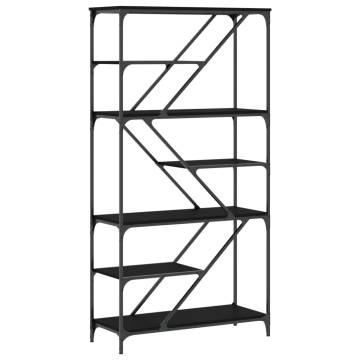 Bookshelf Black 91x36x176 cm Engineered Wood and Steel