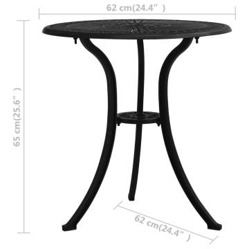 Garden Table Black 62x62x65 cm Cast Aluminium