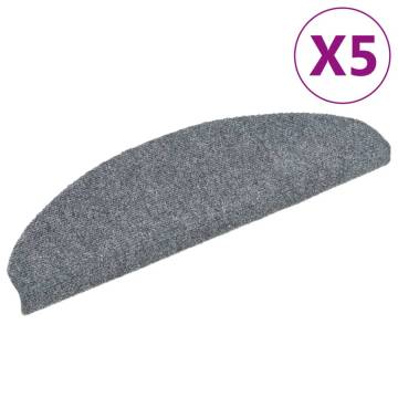 Self-adhesive Stair Mats 5 pcs Light Grey 65x21x4 cm Needle Punch