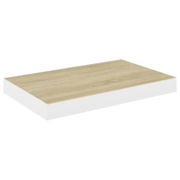 Floating Wall Shelves 2 pcs Oak and White 50x23x3.8 cm MDF