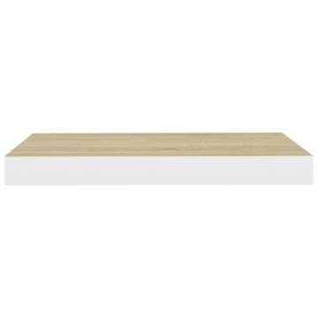 Floating Wall Shelves 2 pcs Oak and White 50x23x3.8 cm MDF