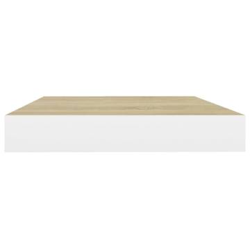 Floating Wall Shelves 2 pcs Oak and White 50x23x3.8 cm MDF