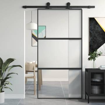 Sliding Door Black 102.5x205 cm Tempered Glass and Aluminium