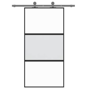 Sliding Door Black 102.5x205 cm Tempered Glass and Aluminium