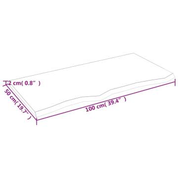 Bathroom Countertop 100x50x2 cm Untreated Solid Wood