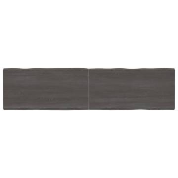 Table Top Dark Brown 200x50x(2-4) cm Treated Solid Wood Live Edge