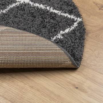 Shaggy Rug High Pile Modern Black and Cream Ø 240 cm