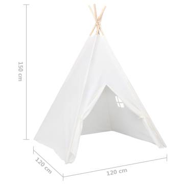 Children Teepee Tent with Bag Peach Skin White 120x120x150 cm