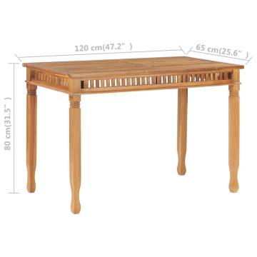 Garden Dining Table 120x65x80 cm Solid Teak Wood