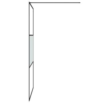 Walk-in Shower Wall Black 115x195 cm Half Frosted ESG Glass