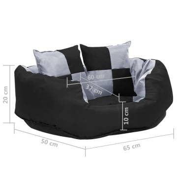 Reversible & Washable Dog Cushion Grey and Black 65x50x20 cm