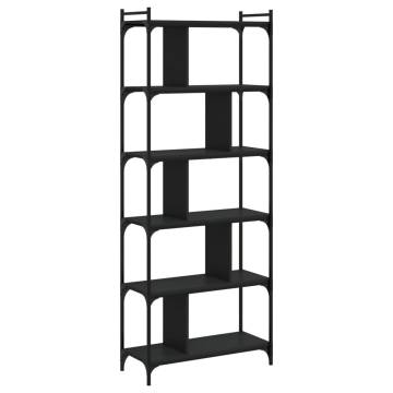 Bookcase 6-Tier Black 76x32x192 cm Engineered Wood