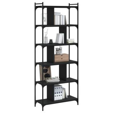 Bookcase 6-Tier Black 76x32x192 cm Engineered Wood