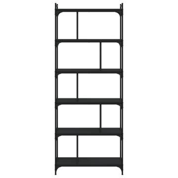 Bookcase 6-Tier Black 76x32x192 cm Engineered Wood