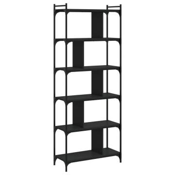 Bookcase 6-Tier Black 76x32x192 cm Engineered Wood