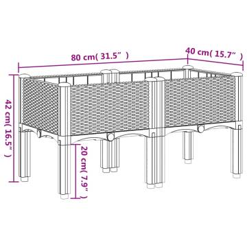 Garden Planter with Legs White 80x40x42 cm PP