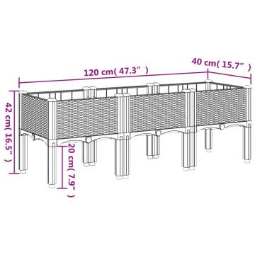 Garden Planter with Legs Grey 120x40x42 cm PP