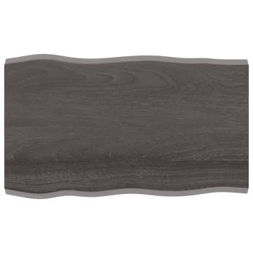 Table Top Dark Brown 100x60x(2-4) cm Treated Solid Wood Live Edge