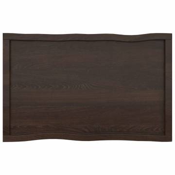 Table Top Dark Brown 100x60x(2-4) cm Treated Solid Wood Live Edge