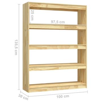 Book Cabinet/Room Divider 100x30x135.5 cm Solid Pinewood