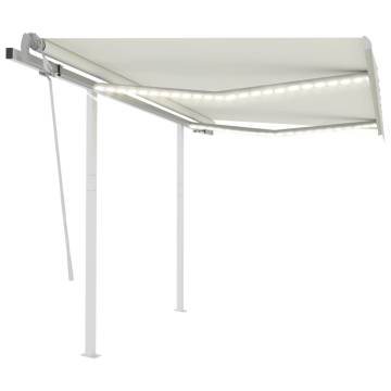 Manual Retractable Awning with LED 3x2.5 m Cream