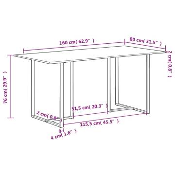 Dining Table 160 cm Rough Mango Wood