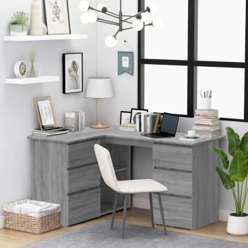 Corner Desk Grey Sonoma 145x100x76 cm Engineered Wood