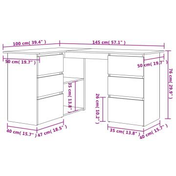 Corner Desk Grey Sonoma 145x100x76 cm Engineered Wood